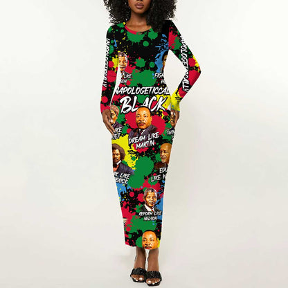 Unapologetically Black Long Sleeve Bodycon Dress Civil Rights Leaders DT02