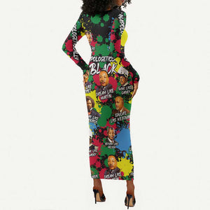 Unapologetically Black Long Sleeve Bodycon Dress Civil Rights Leaders DT02