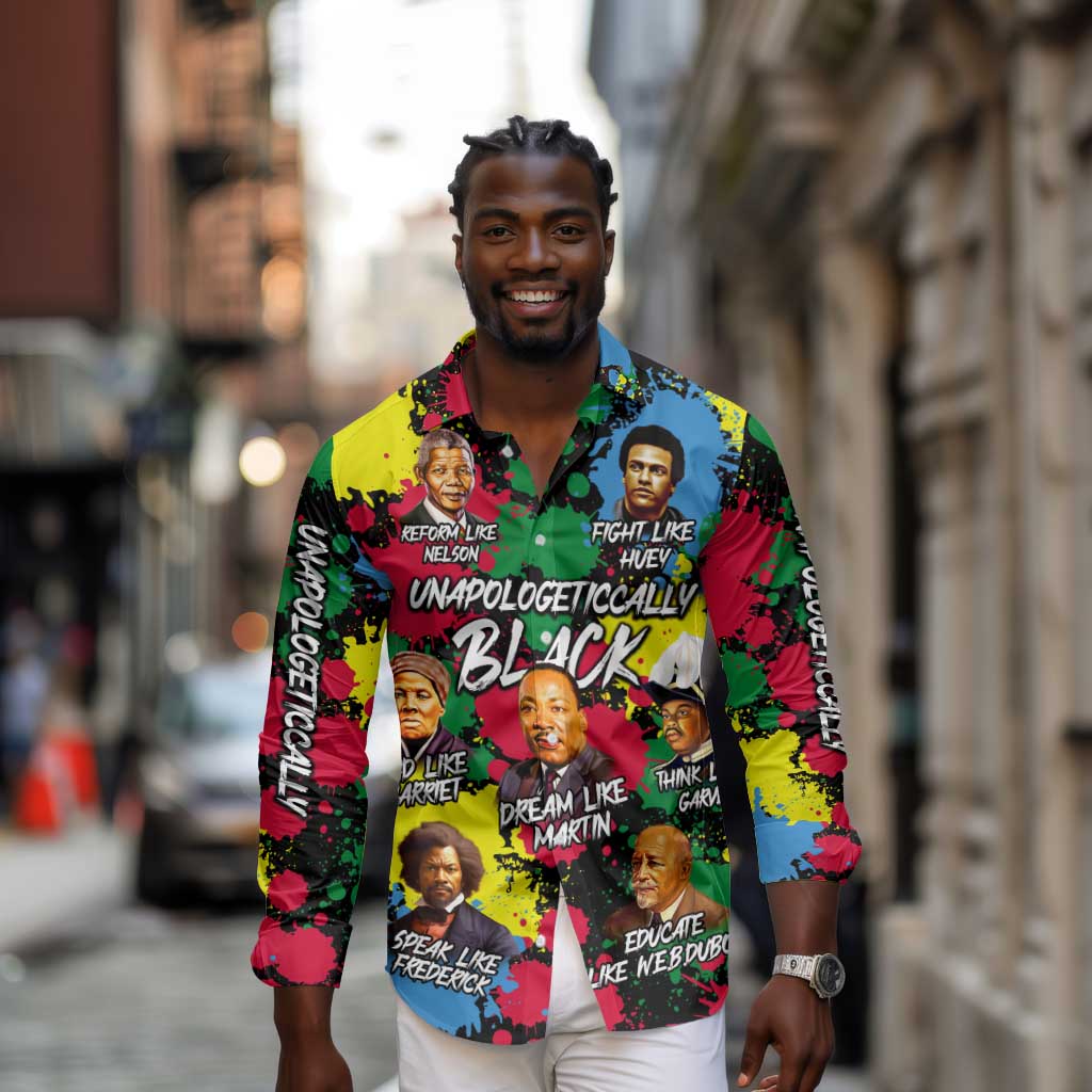 Unapologetically Black Long Sleeve Button Shirt Civil Rights Leaders