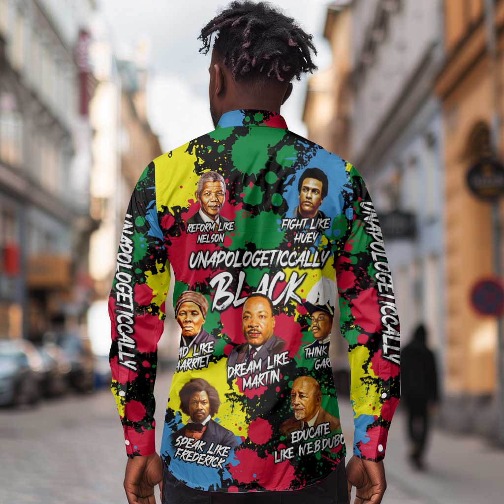 Unapologetically Black Long Sleeve Button Shirt Civil Rights Leaders