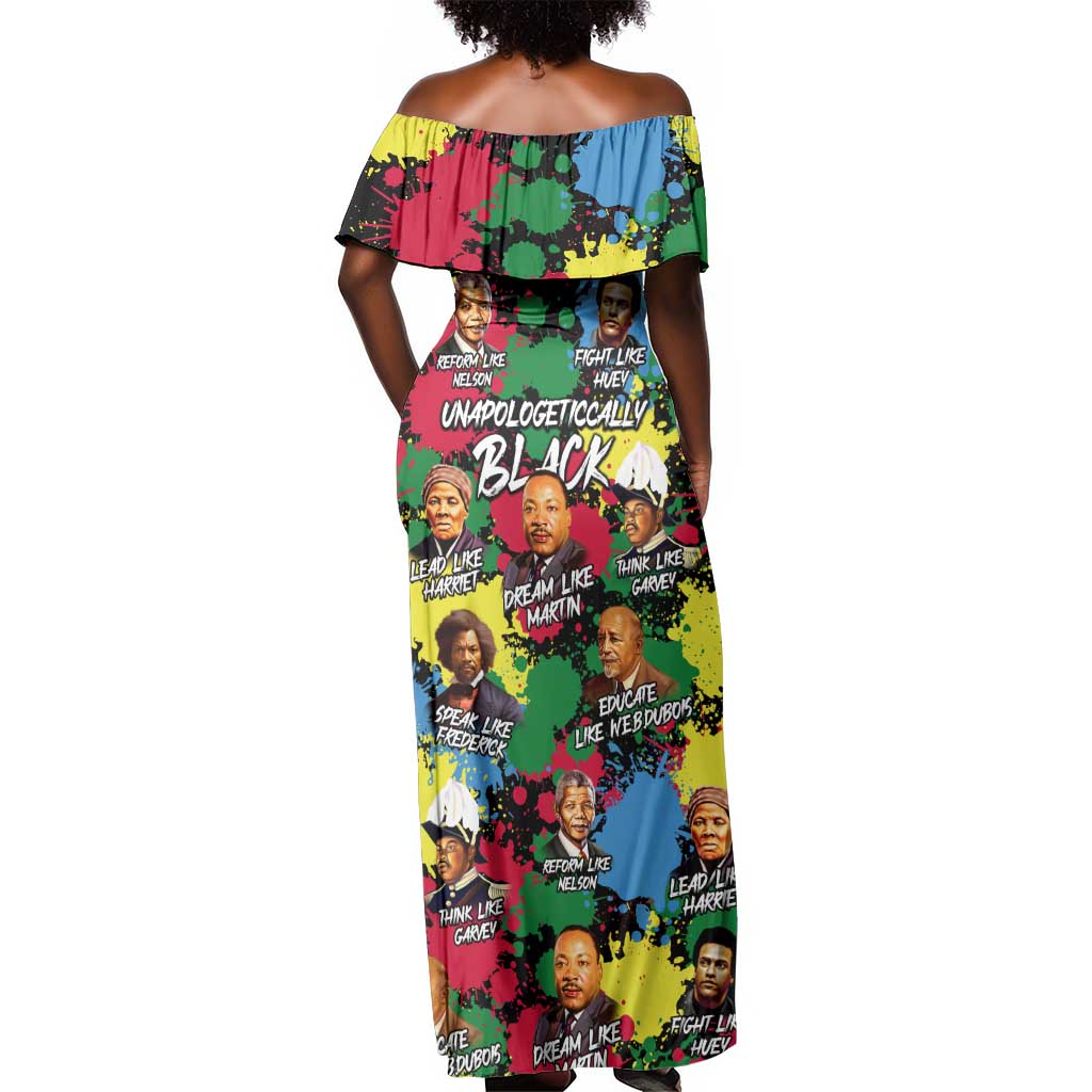 Unapologetically Black Off Shoulder Maxi Dress Civil Rights Leaders