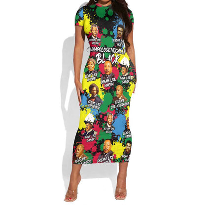 Unapologetically Black Short Sleeve Bodycon Dress Civil Rights Leaders DT02