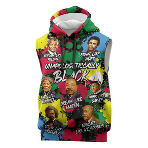 Unapologetically Black Sleeveless Hoodie Civil Rights Leaders - African Pride