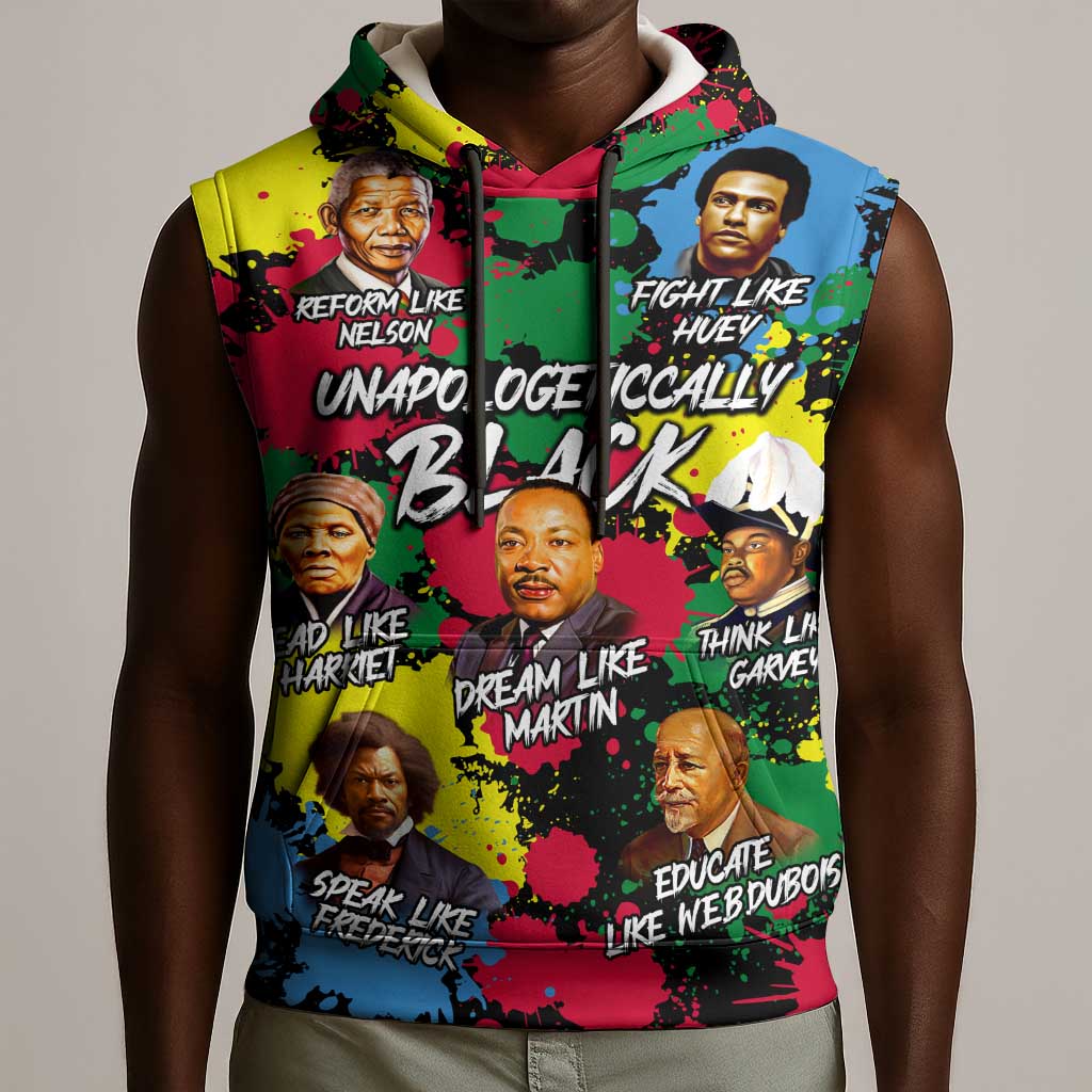 Unapologetically Black Sleeveless Hoodie Civil Rights Leaders - African Pride