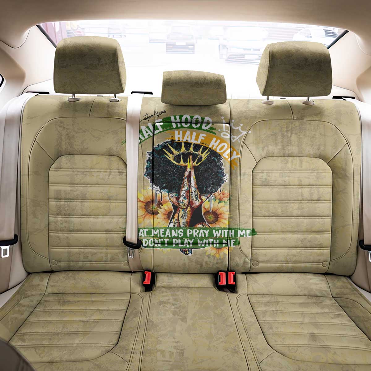 Personalized African Women Back Car Seat Cover Half Hood Half Holy