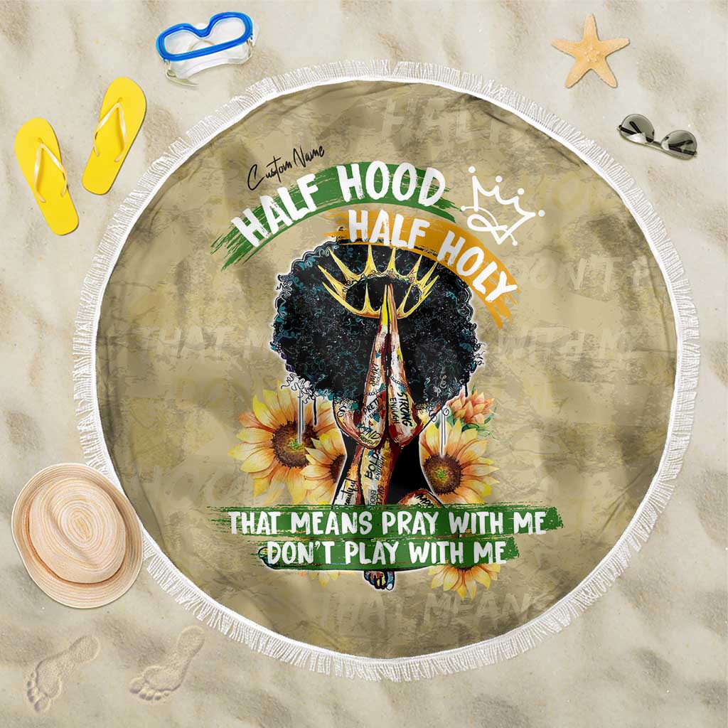 Personalized African Women Beach Blanket Half Hood Half Holy
