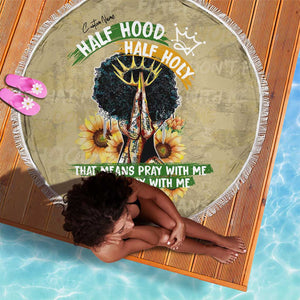 Personalized African Women Beach Blanket Half Hood Half Holy