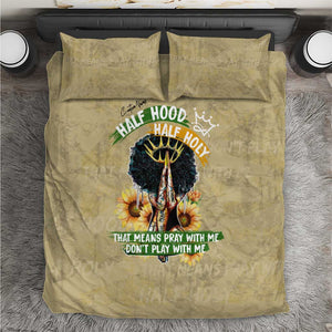 Personalized African Women Bedding Set Half Hood Half Holy