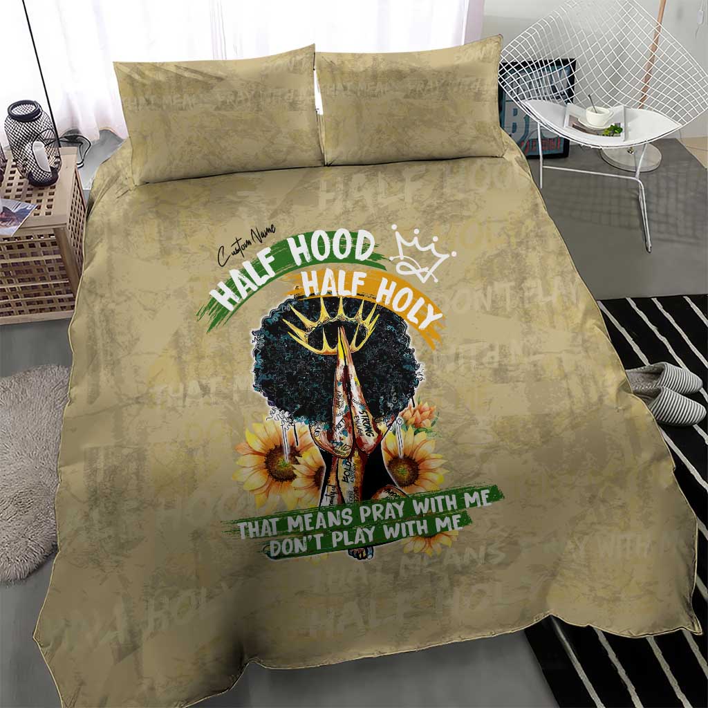 Personalized African Women Bedding Set Half Hood Half Holy