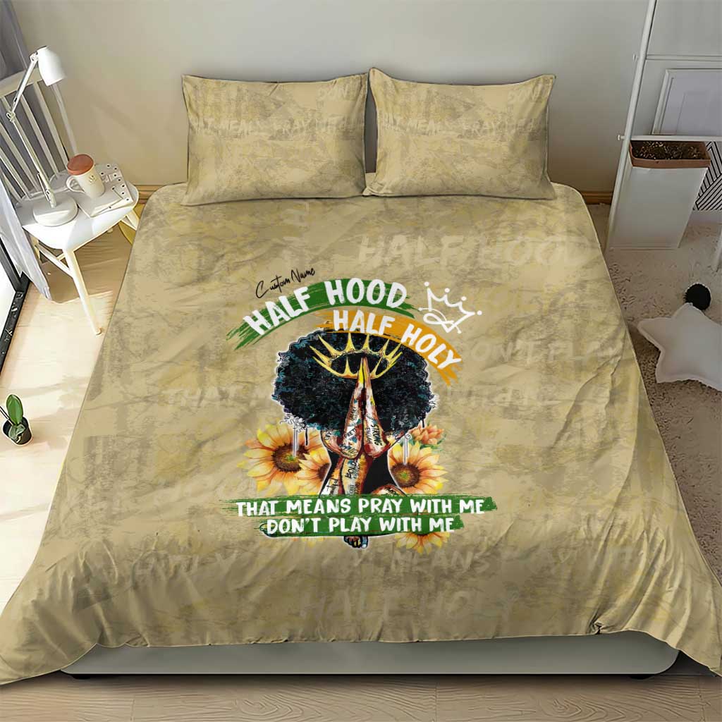 Personalized African Women Bedding Set Half Hood Half Holy