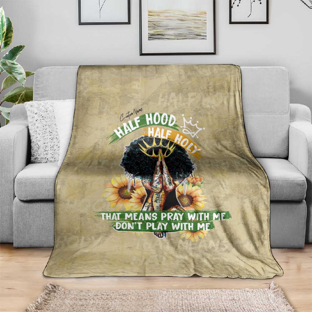 Personalized African Women Blanket Half Hood Half Holy