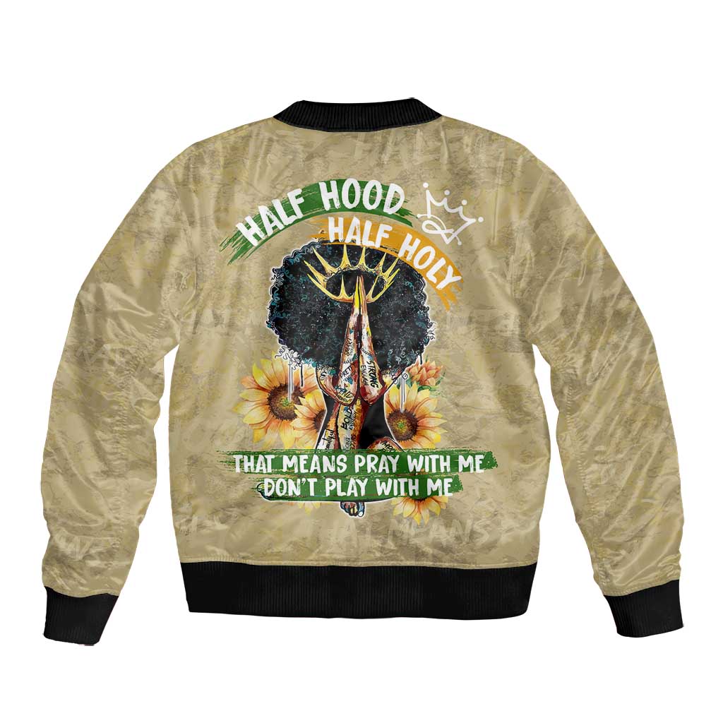 Personalized African Women Bomber Jacket Half Hood Half Holy