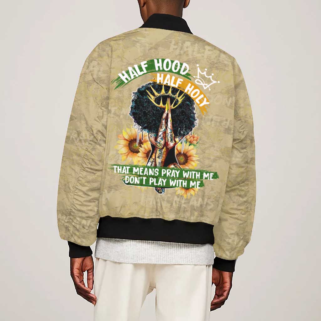 Personalized African Women Bomber Jacket Half Hood Half Holy