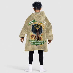 Personalized African Women KId Wearable Blanket Hoodie Half Hood Half Holy