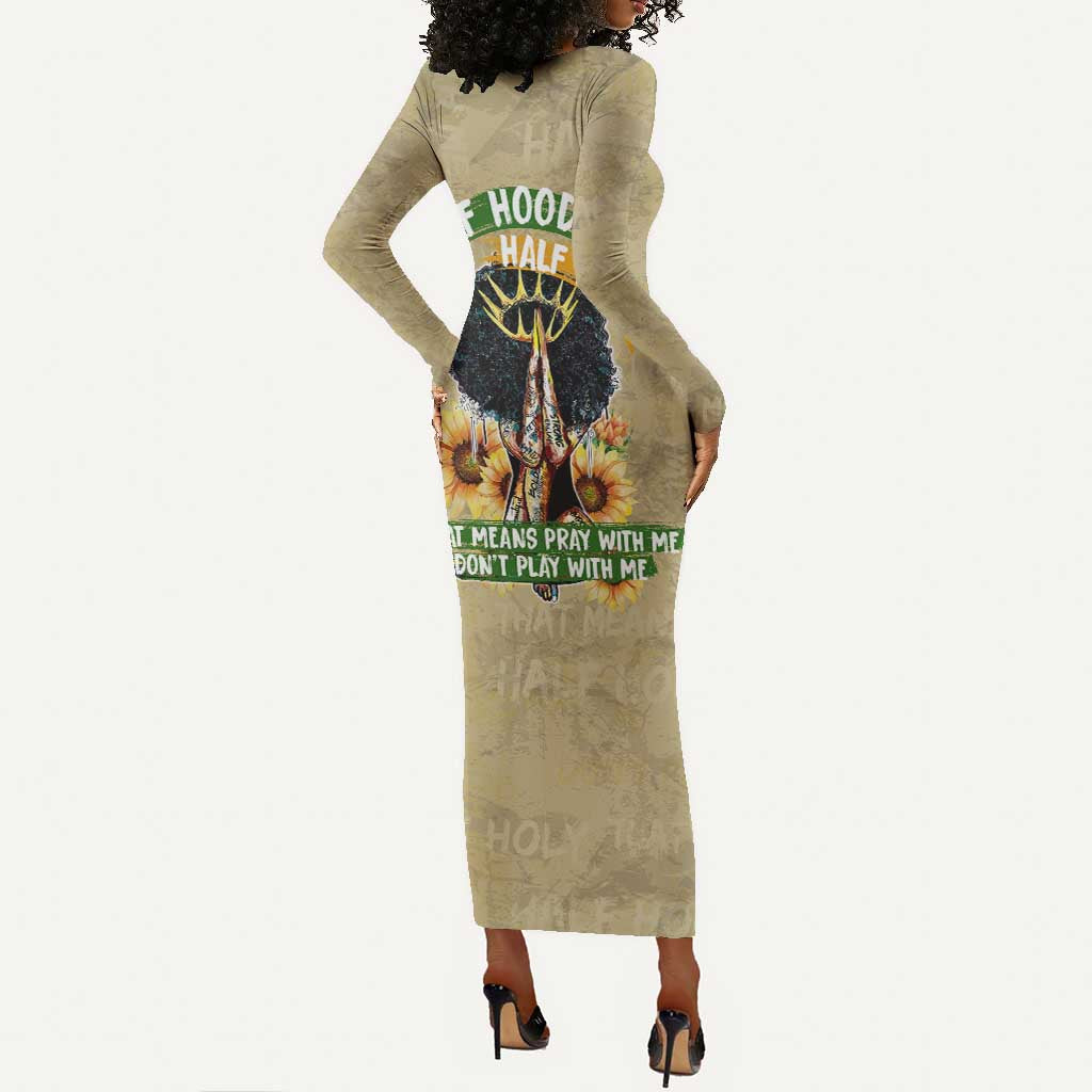 Personalized African Women Long Sleeve Bodycon Dress Half Hood Half Holy DT02