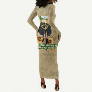 Personalized African Women Long Sleeve Bodycon Dress Half Hood Half Holy DT02