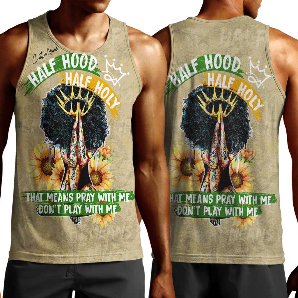 Personalized African Women Men Tank Top Half Hood Half Holy