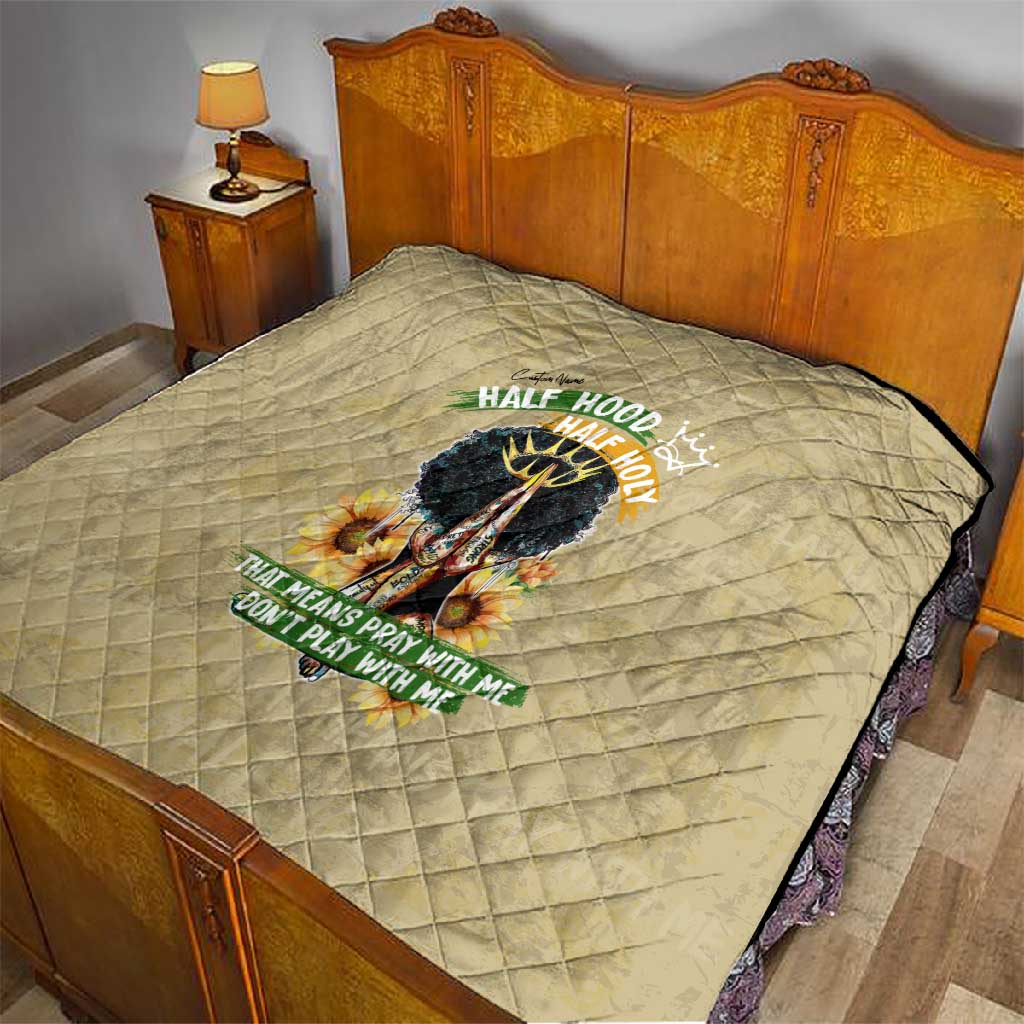 Personalized African Women Quilt Half Hood Half Holy