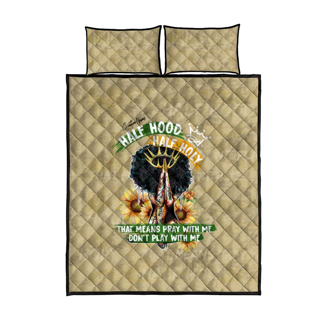Personalized African Women Quilt Bed Set Half Hood Half Holy