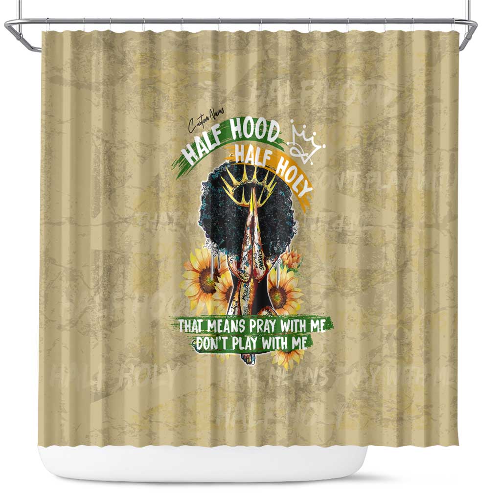Personalized African Women Shower Curtain Half Hood Half Holy