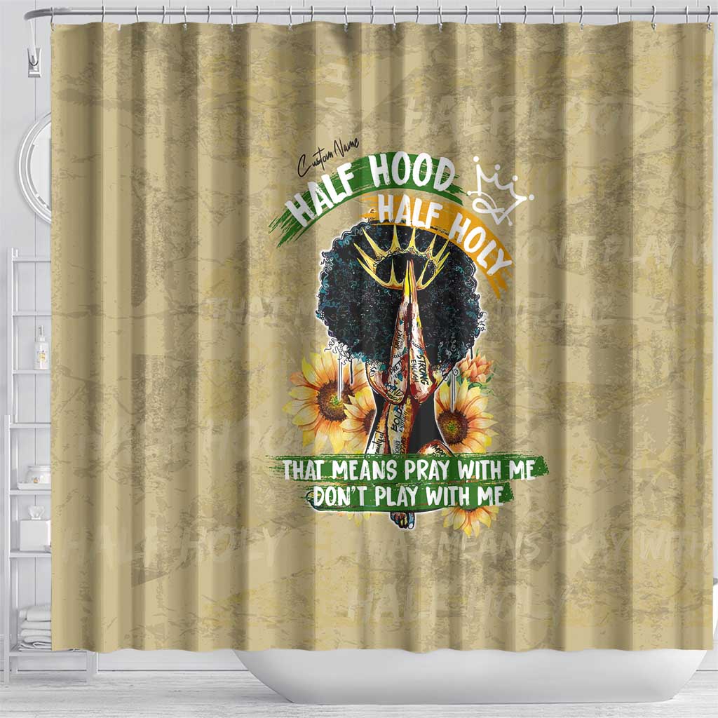 Personalized African Women Shower Curtain Half Hood Half Holy