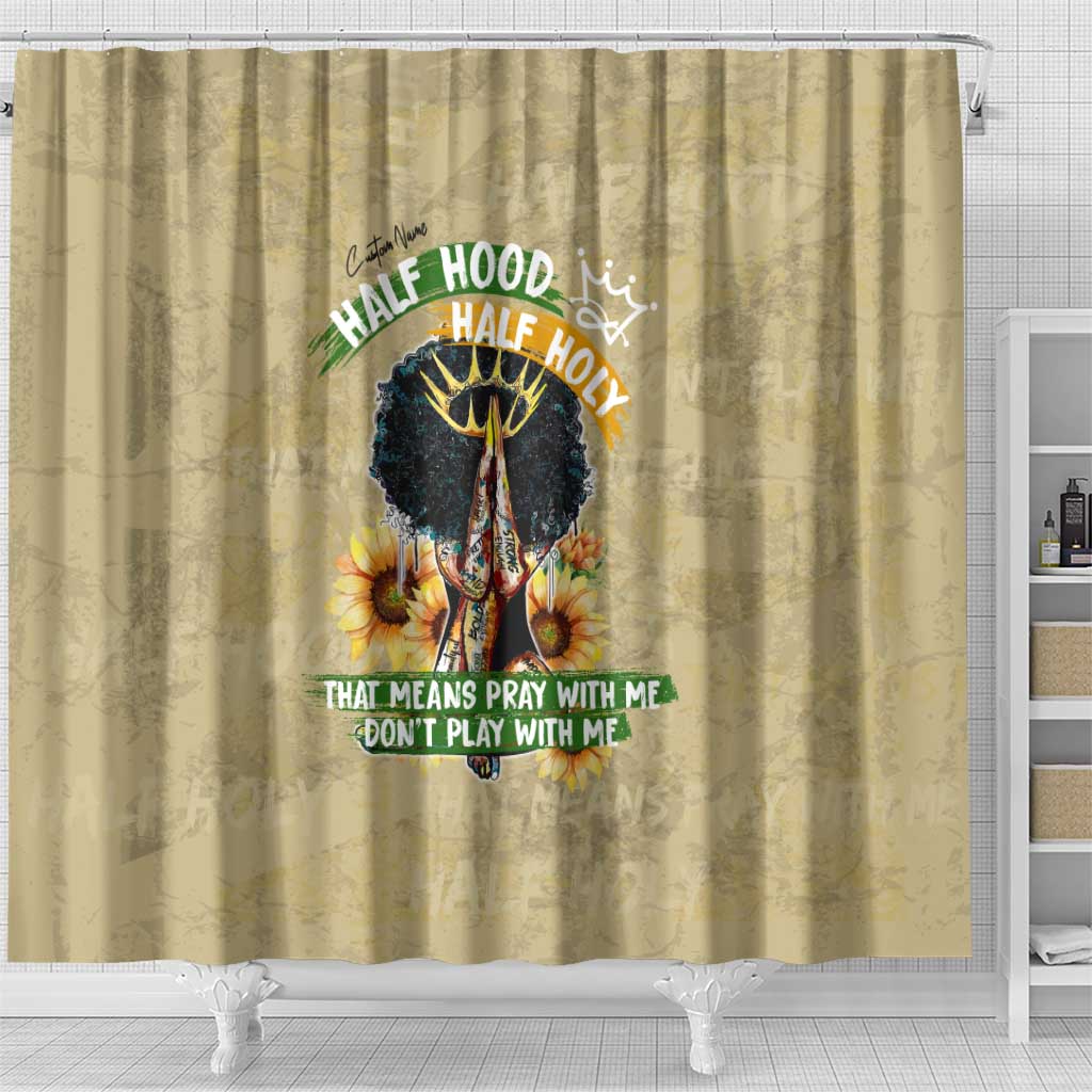 Personalized African Women Shower Curtain Half Hood Half Holy