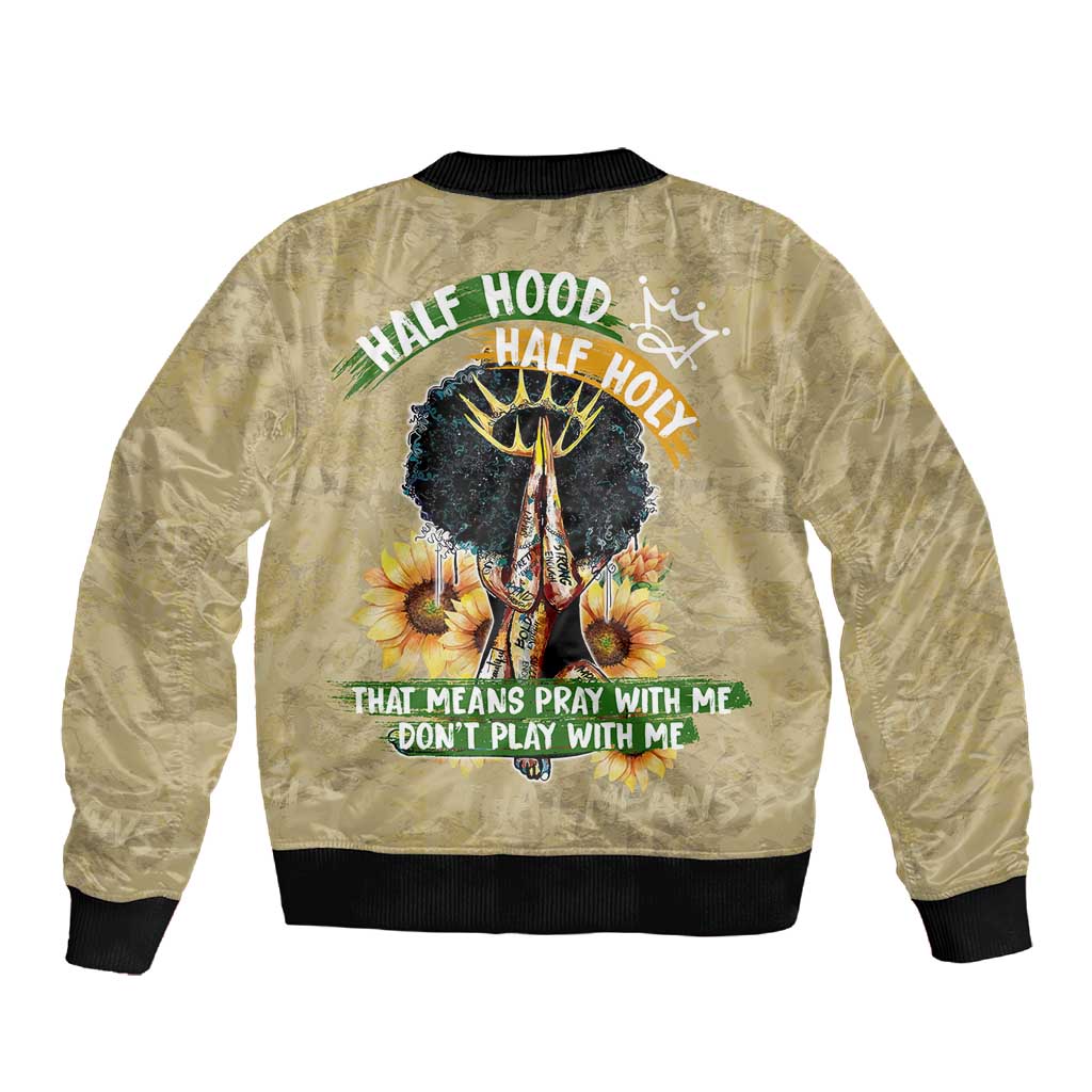 Personalized African Women Sleeve Zip Bomber Jacket Half Hood Half Holy