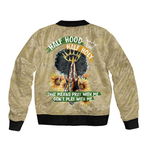 Personalized African Women Sleeve Zip Bomber Jacket Half Hood Half Holy