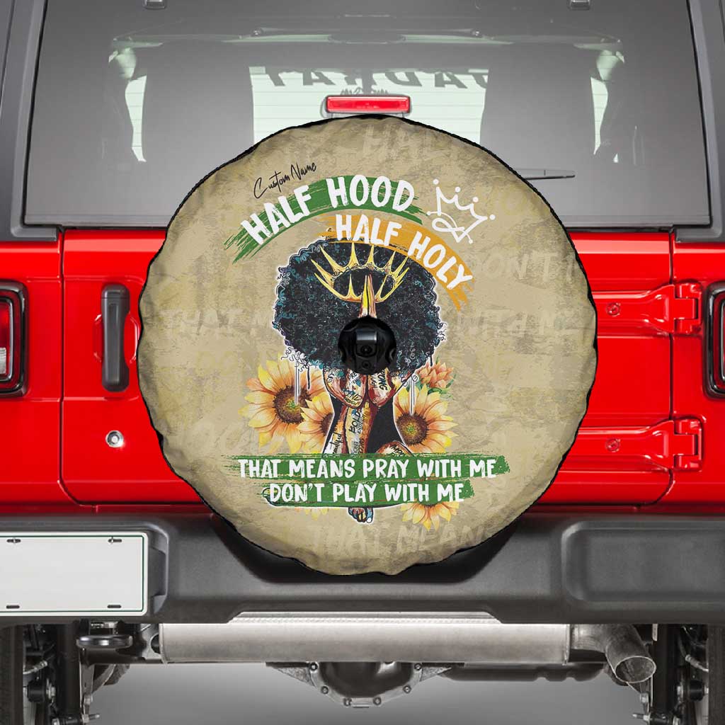 Personalized African Women Spare Tire Cover Half Hood Half Holy
