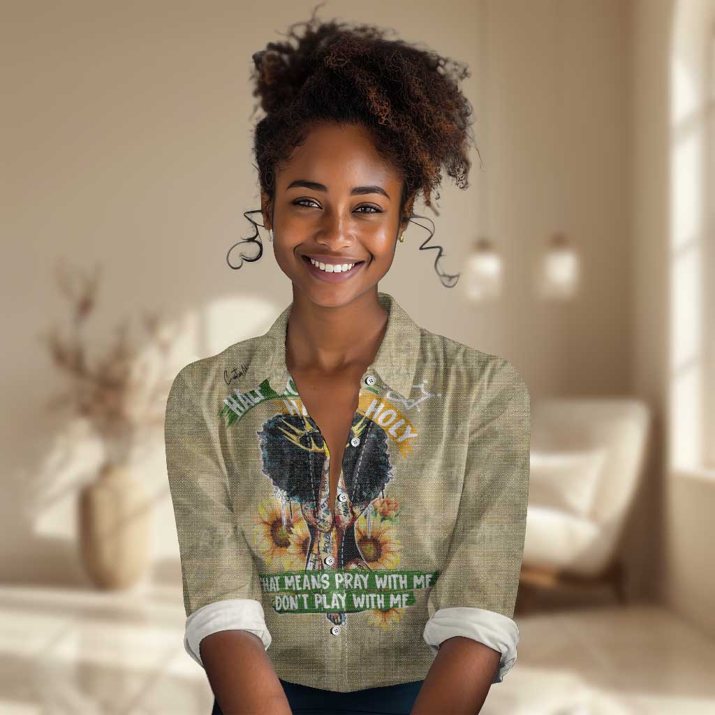 Personalized African Women Women Casual Shirt Half Hood Half Holy DT02