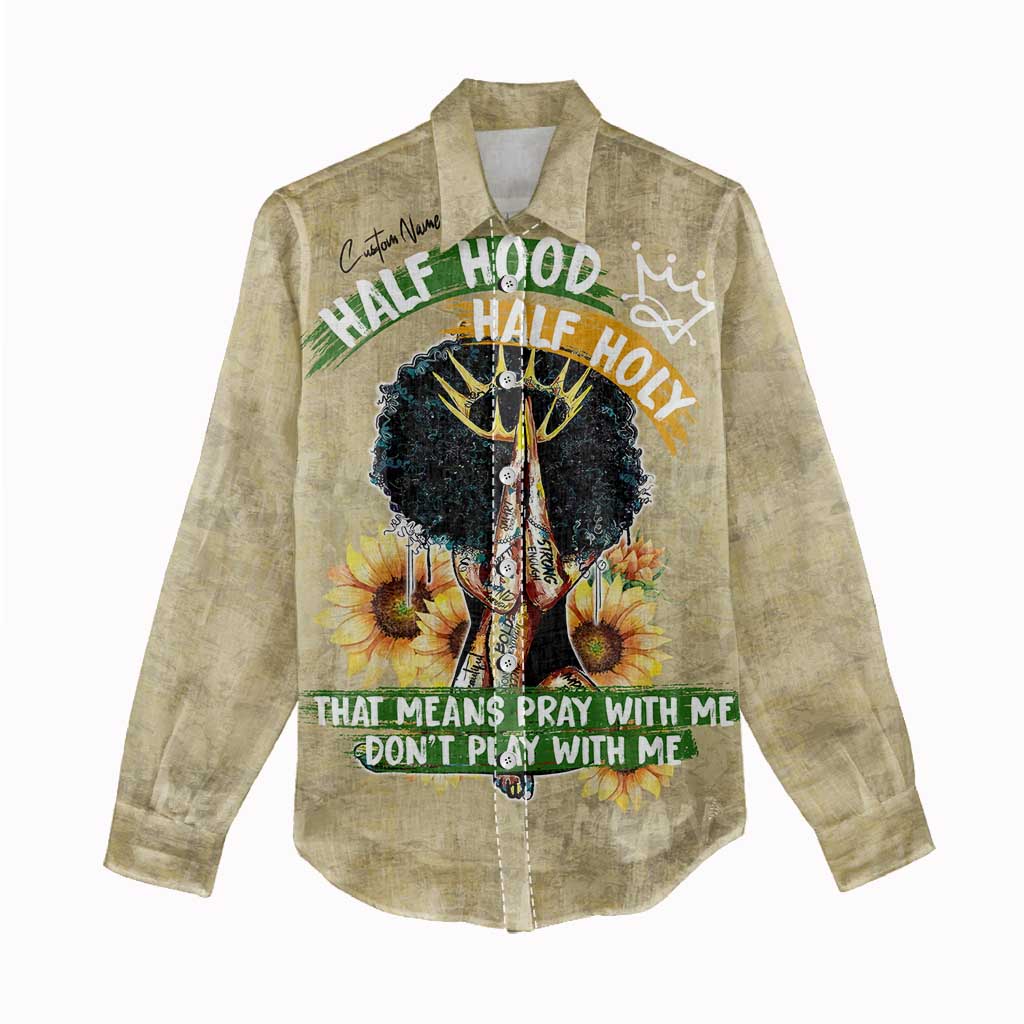 Personalized African Women Women Casual Shirt Half Hood Half Holy DT02