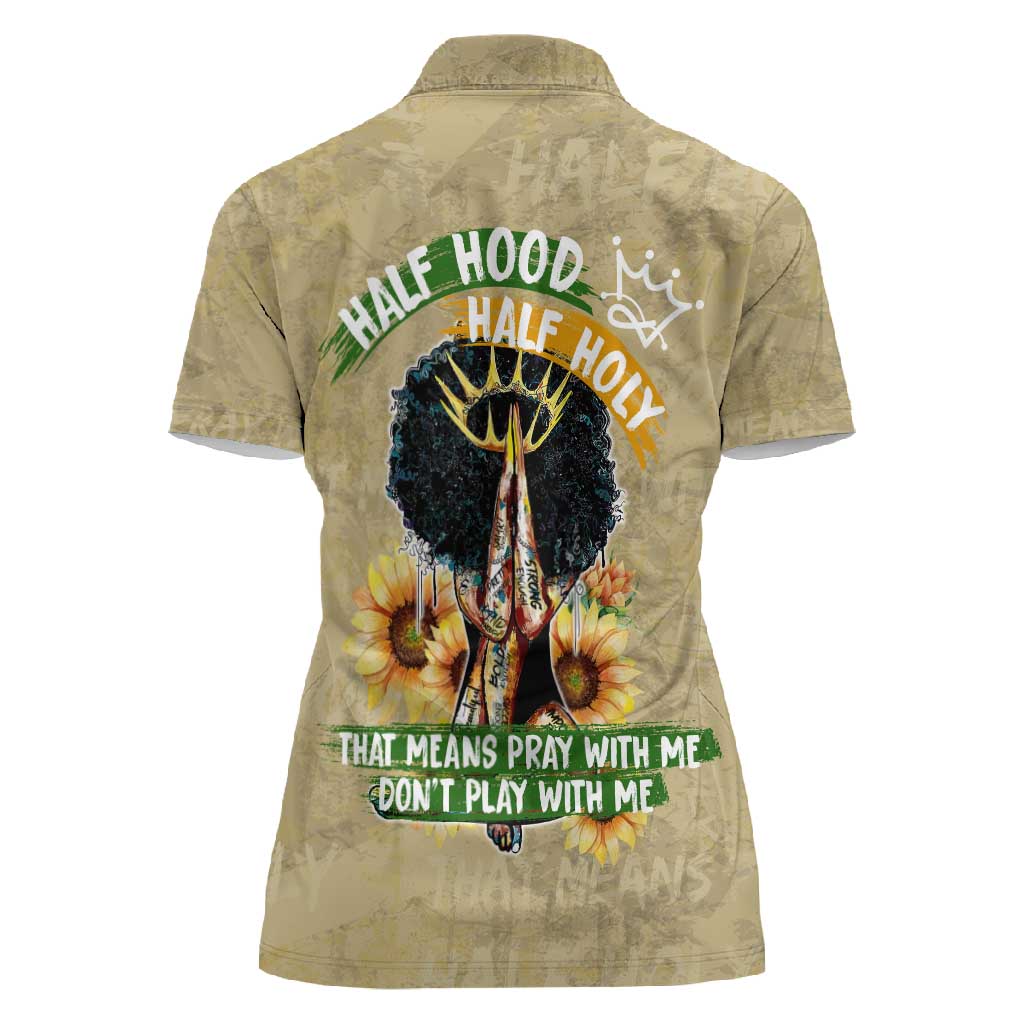 Personalized African Women Women Polo Shirt Half Hood Half Holy