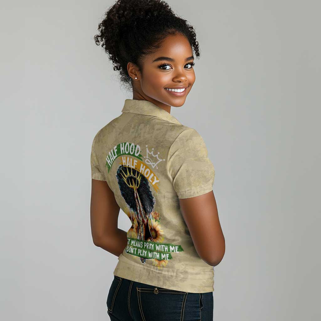 Personalized African Women Women Polo Shirt Half Hood Half Holy