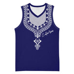 Printed Dashiki African Basketball Jersey Blue - African Pride