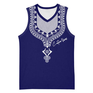 Printed Dashiki African Basketball Jersey Blue - African Pride
