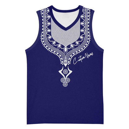 Printed Dashiki African Basketball Jersey Blue - African Pride