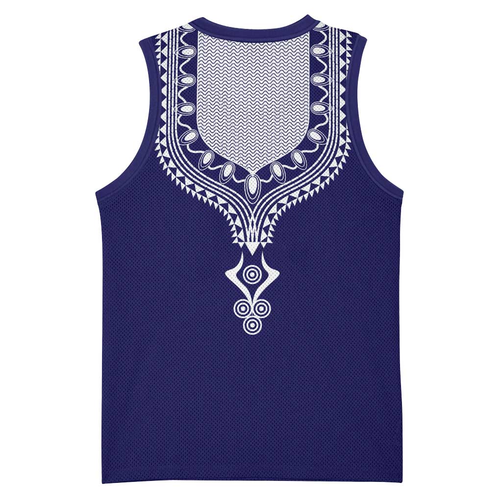 Printed Dashiki African Basketball Jersey Blue - African Pride