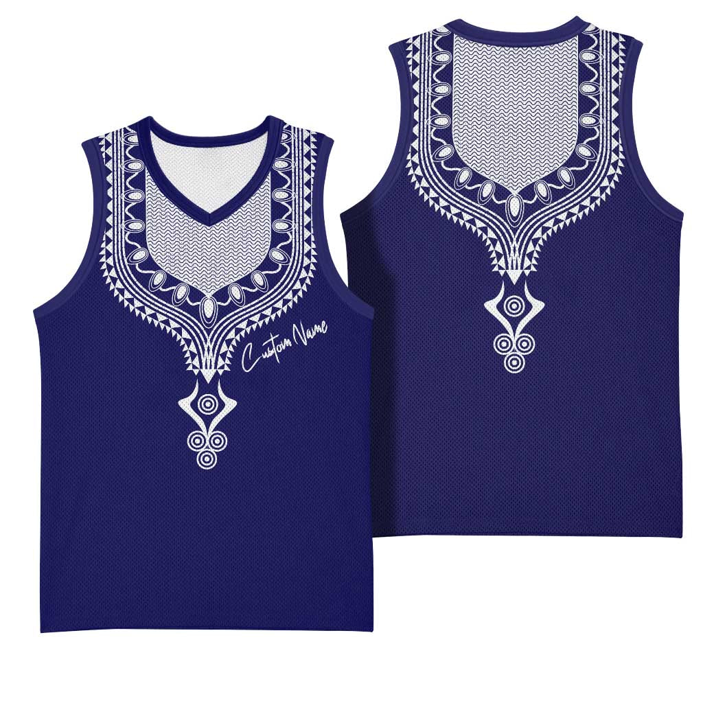 Printed Dashiki African Basketball Jersey Blue - African Pride
