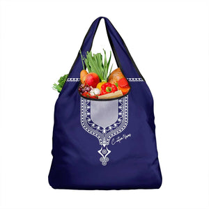 Printed Dashiki African Grocery Bag Blue