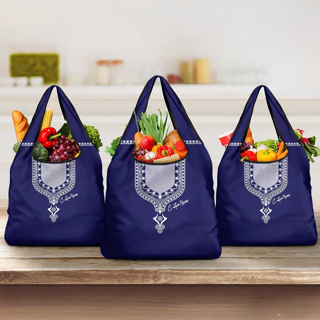 Printed Dashiki African Grocery Bag Blue
