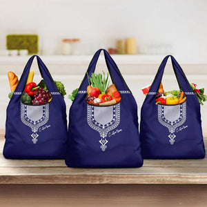 Printed Dashiki African Grocery Bag Blue