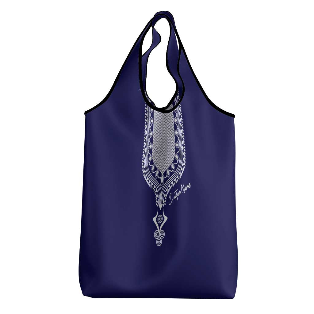 Printed Dashiki African Grocery Bag Blue