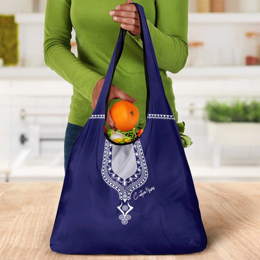 Printed Dashiki African Grocery Bag Blue