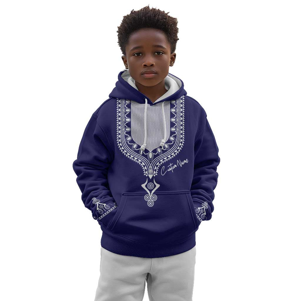 Printed Dashiki African Kid Hoodie Blue