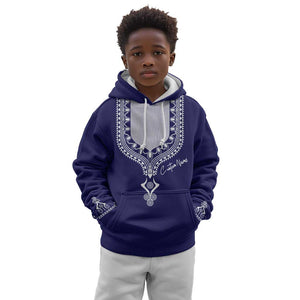 Printed Dashiki African Kid Hoodie Blue