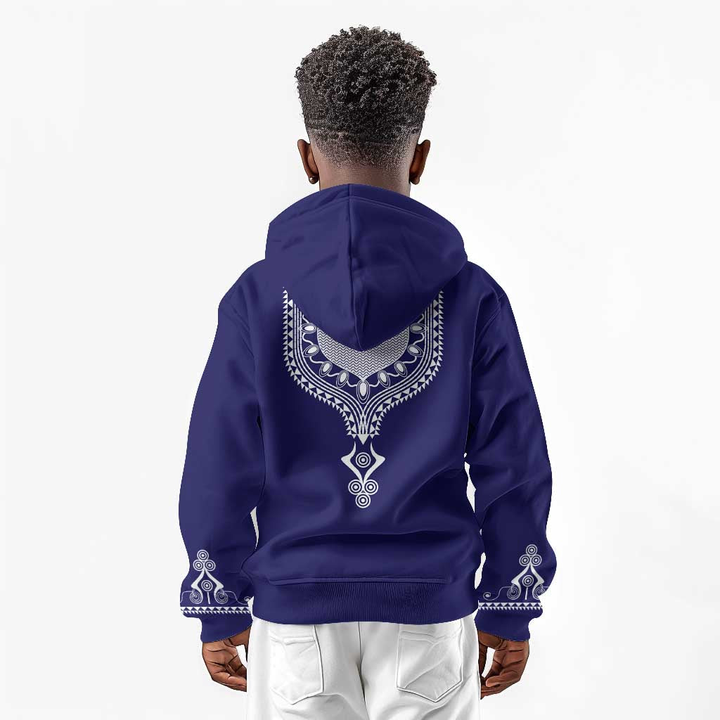 Printed Dashiki African Kid Hoodie Blue