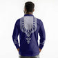 Printed Dashiki African Long Sleeve Polo Shirt Blue