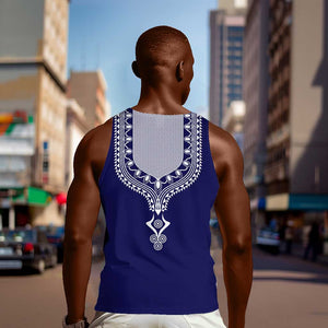 Printed Dashiki African Men Tank Top Blue