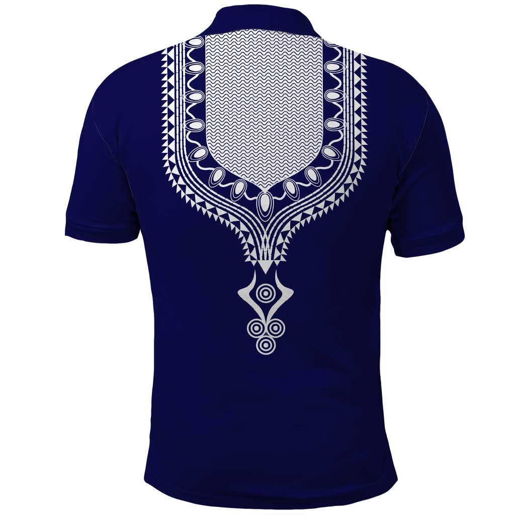 Printed Dashiki African Polo Shirt Blue
