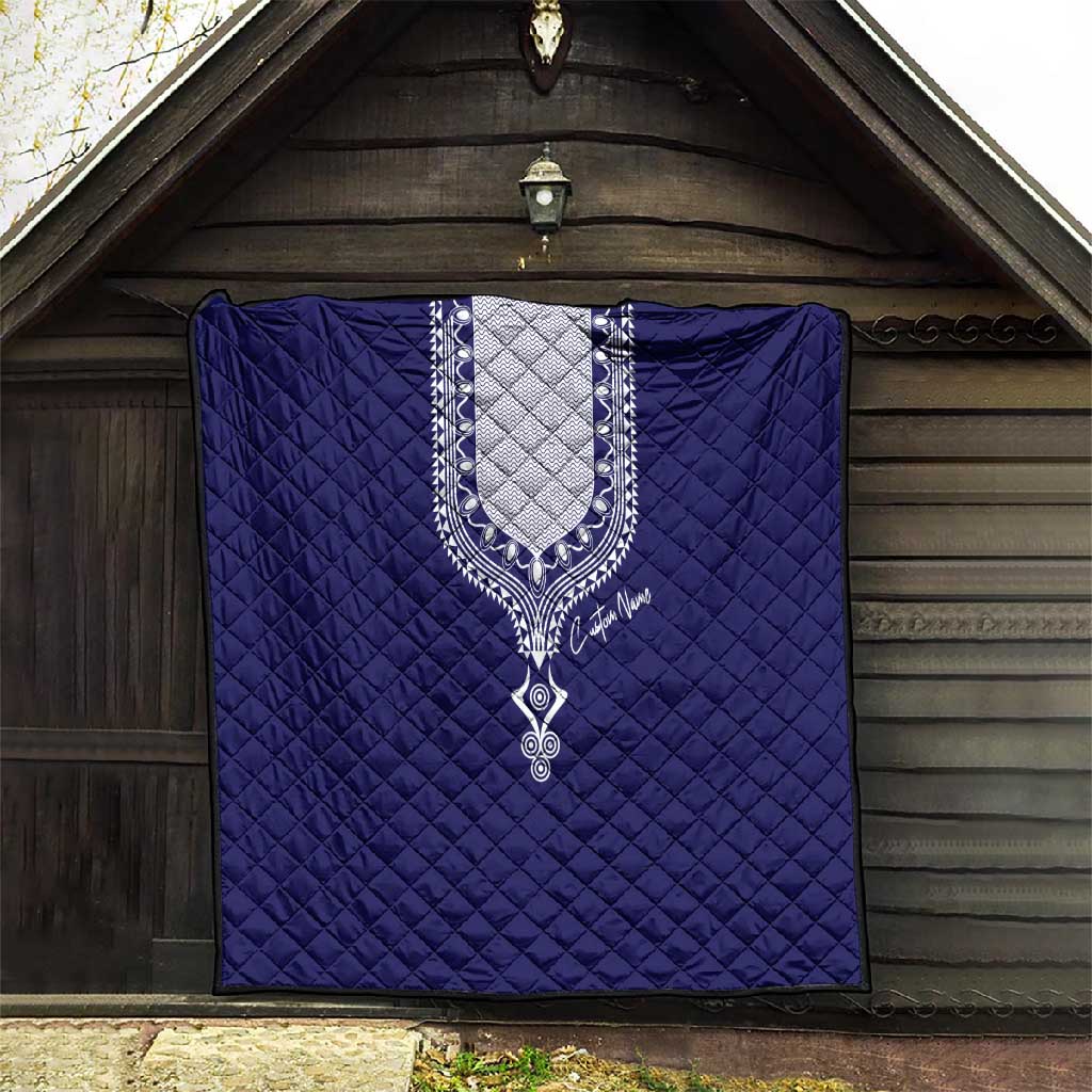 Printed Dashiki African Quilt Blue